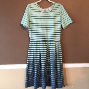 2XL LuLaRoe Amelia Dress - Blue Stripes